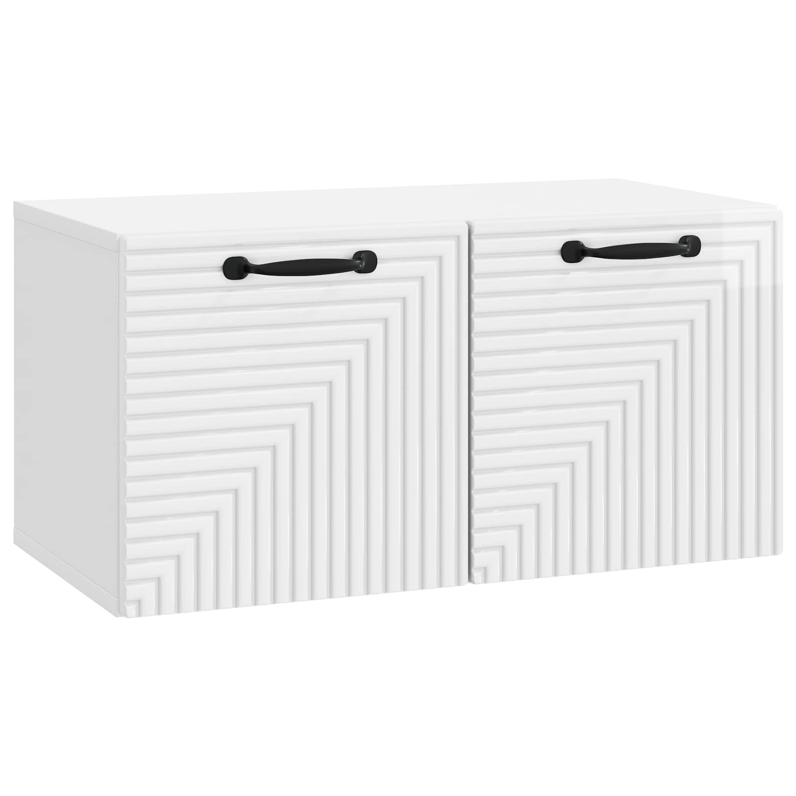 vidaXL Oglindă TV montată pe perete Alb foarte lucios Lemn prelucrat