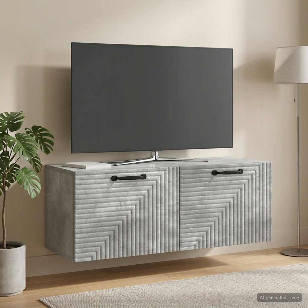 Seinälle asennettava TV-kaappi Betoninharmaa 78,5 x 31 x 30 cm - Image 4