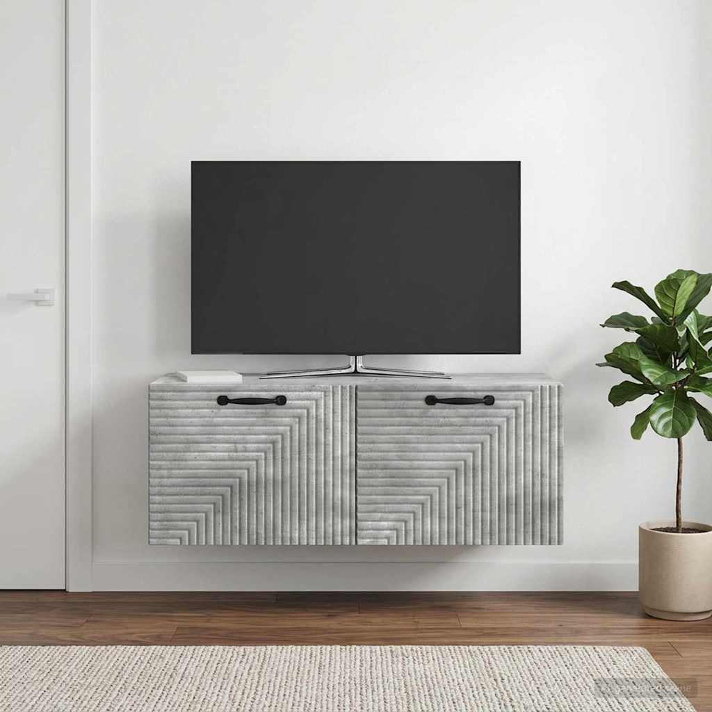 Seinälle asennettava TV-kaappi Betoninharmaa 78,5 x 31 x 30 cm