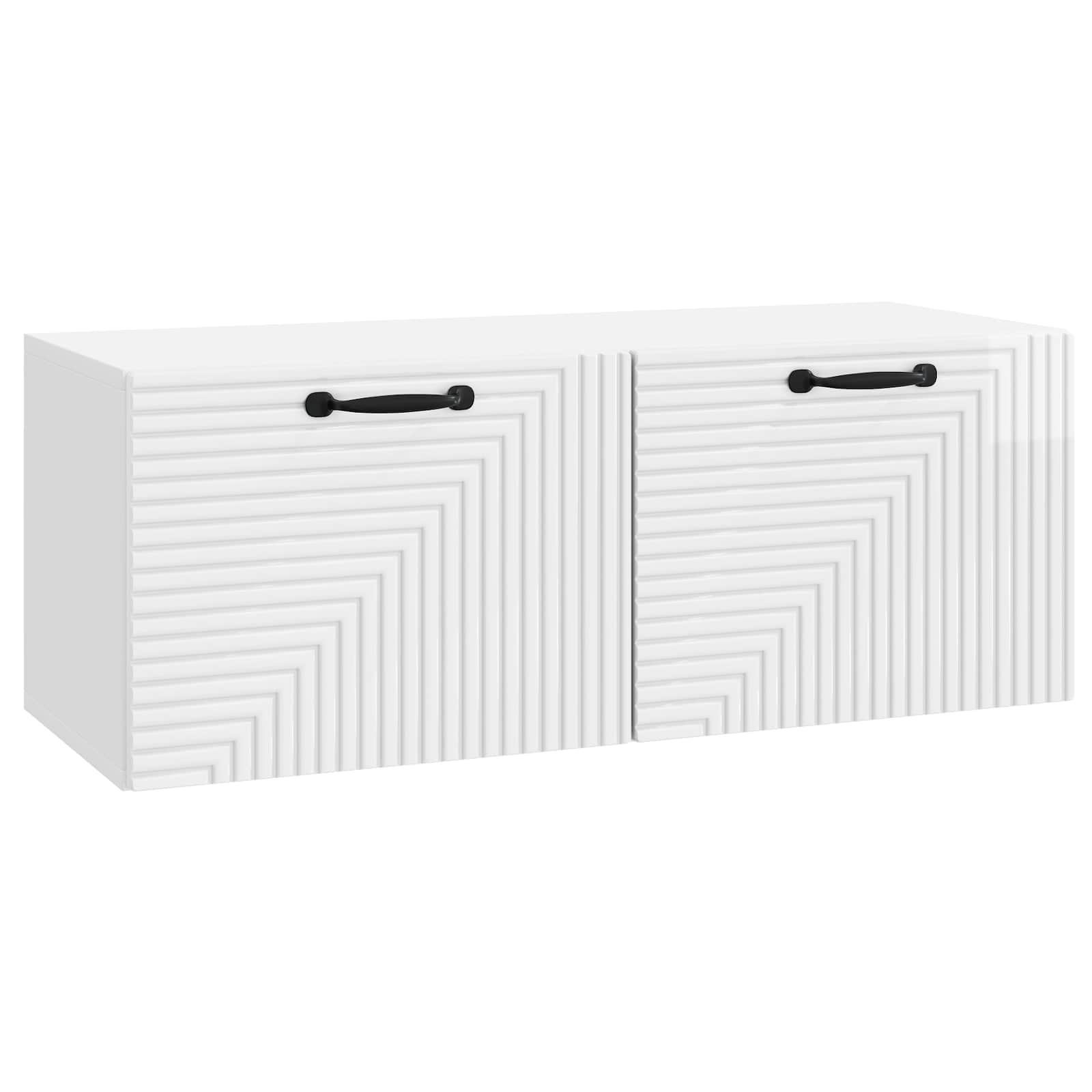 vidaXL Oglindă TV montată pe perete Alb foarte lucios Lemn prelucrat