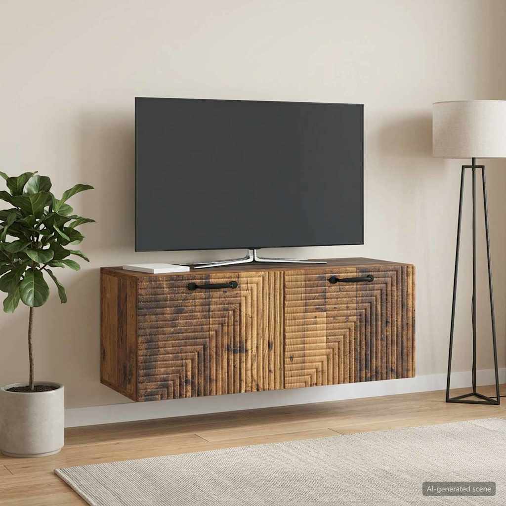 vidaXL Oglindă TV montată pe perete Lemn vechi 78,5 x 31 x 30 cm