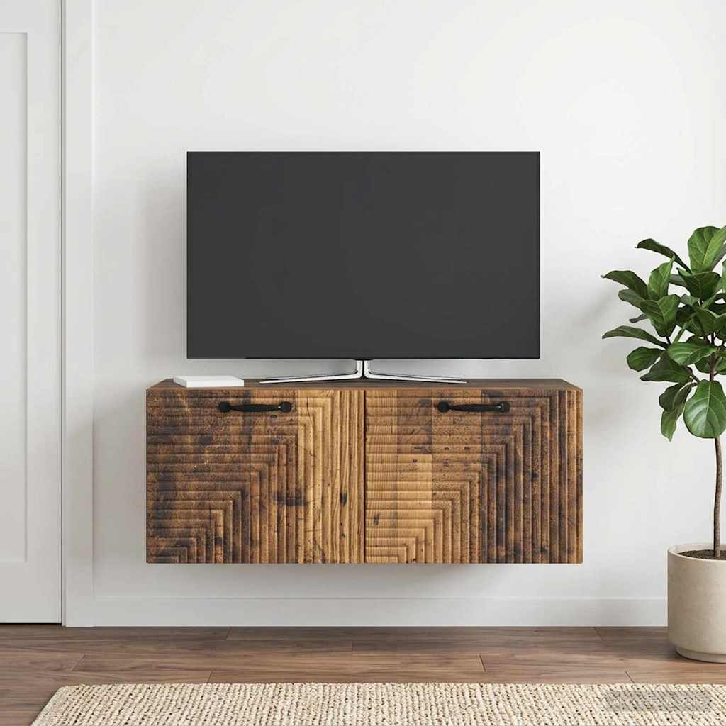 Seinälle asennettava TV-kaappi Vanha puu 78,5 x 31 x 30 cm - Image 4