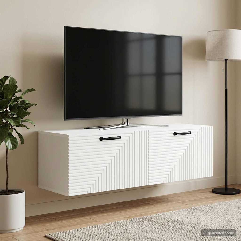 vidaXL Oglindă TV montată pe perete Alb 98 x 31 x 30 cm Lemn prelucrat