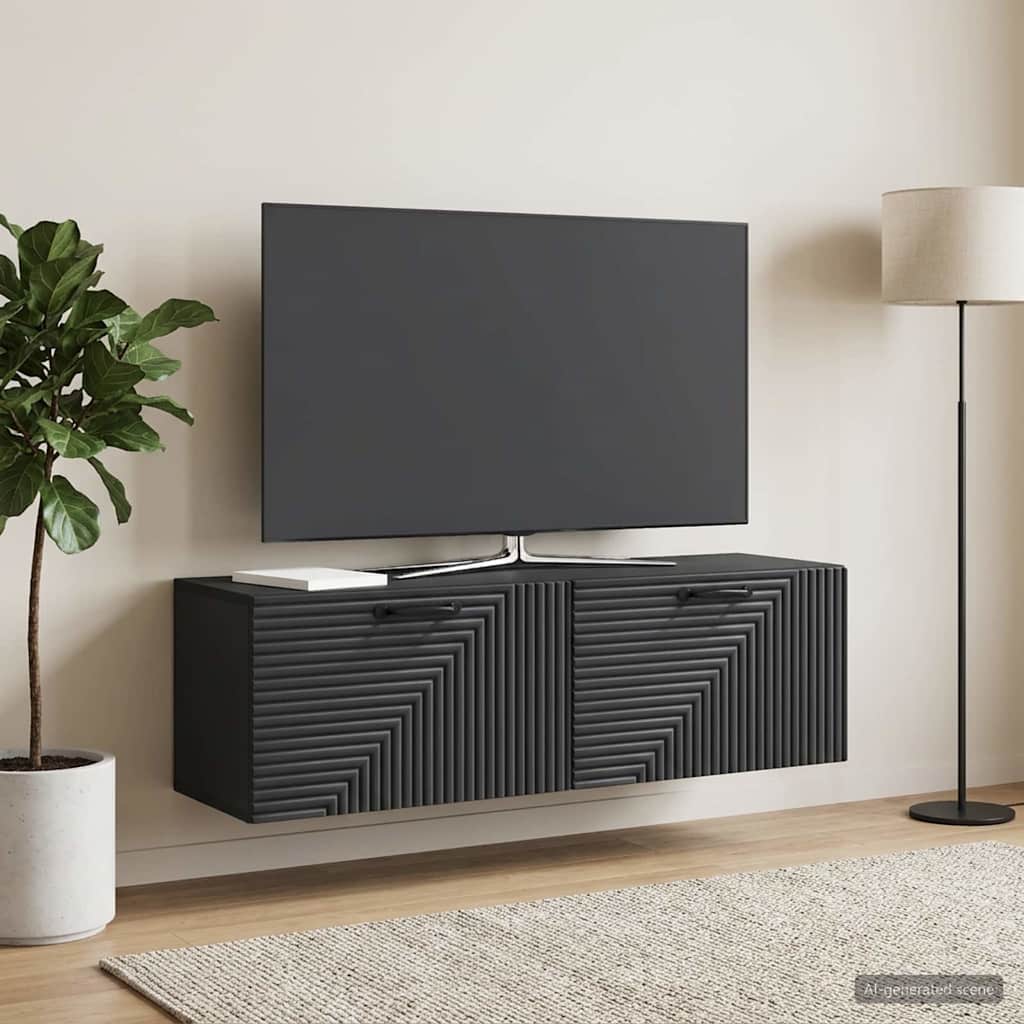 vidaXL Oglindă TV montată pe perete Pe perete Negru 98 x 31 x 30 cm