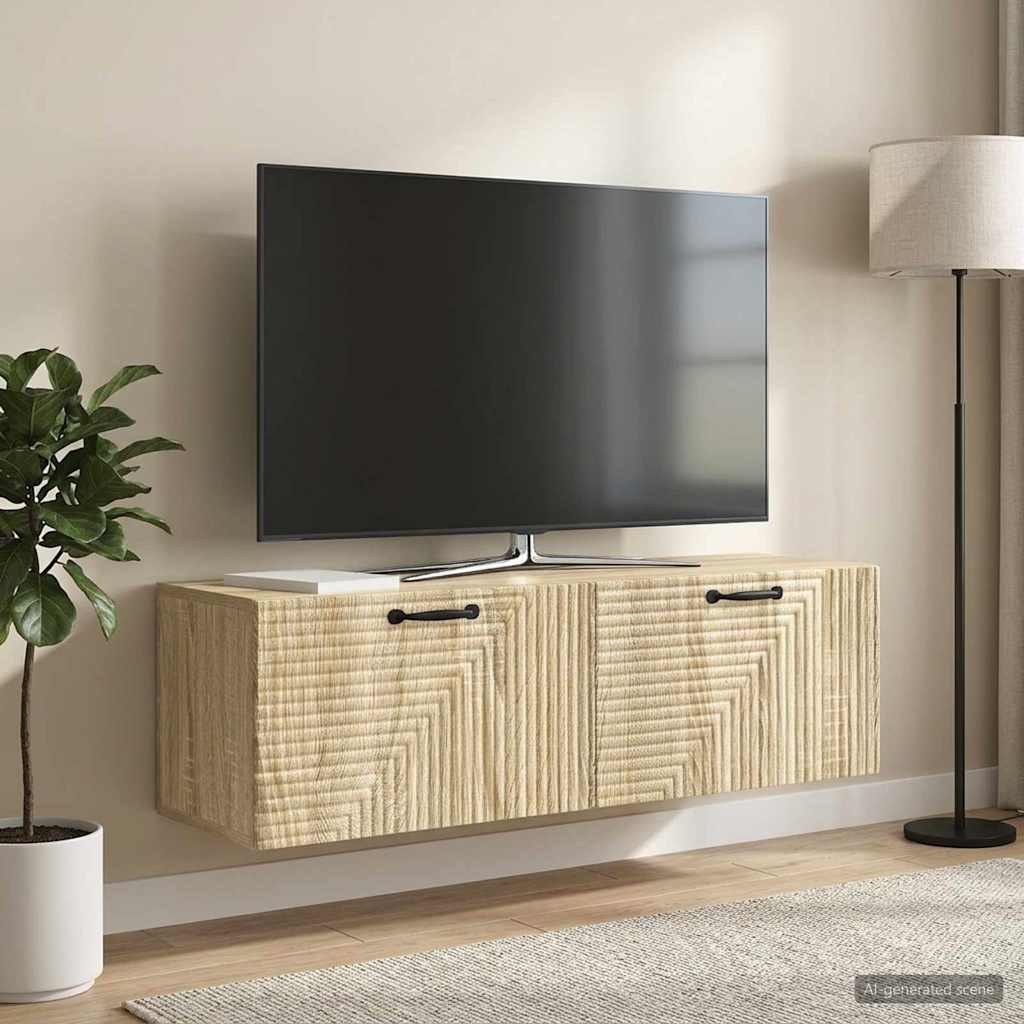 vidaXL Oglindă TV montată pe perete Stejar Sonoma 98 x 31 x 30 cm