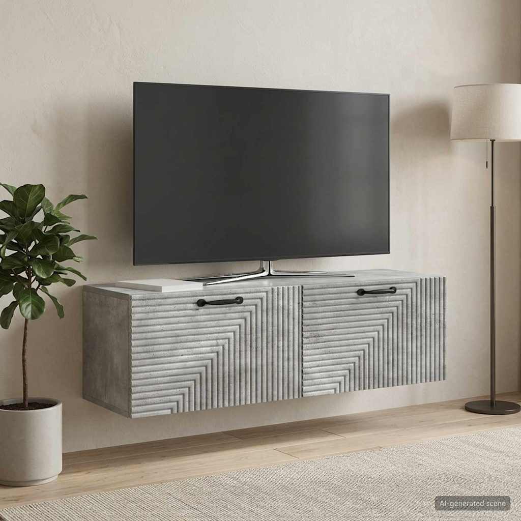 vidaXL Væghængt TV-skab Betongrå 98 x 31 x 30 cm Konstrueret træ