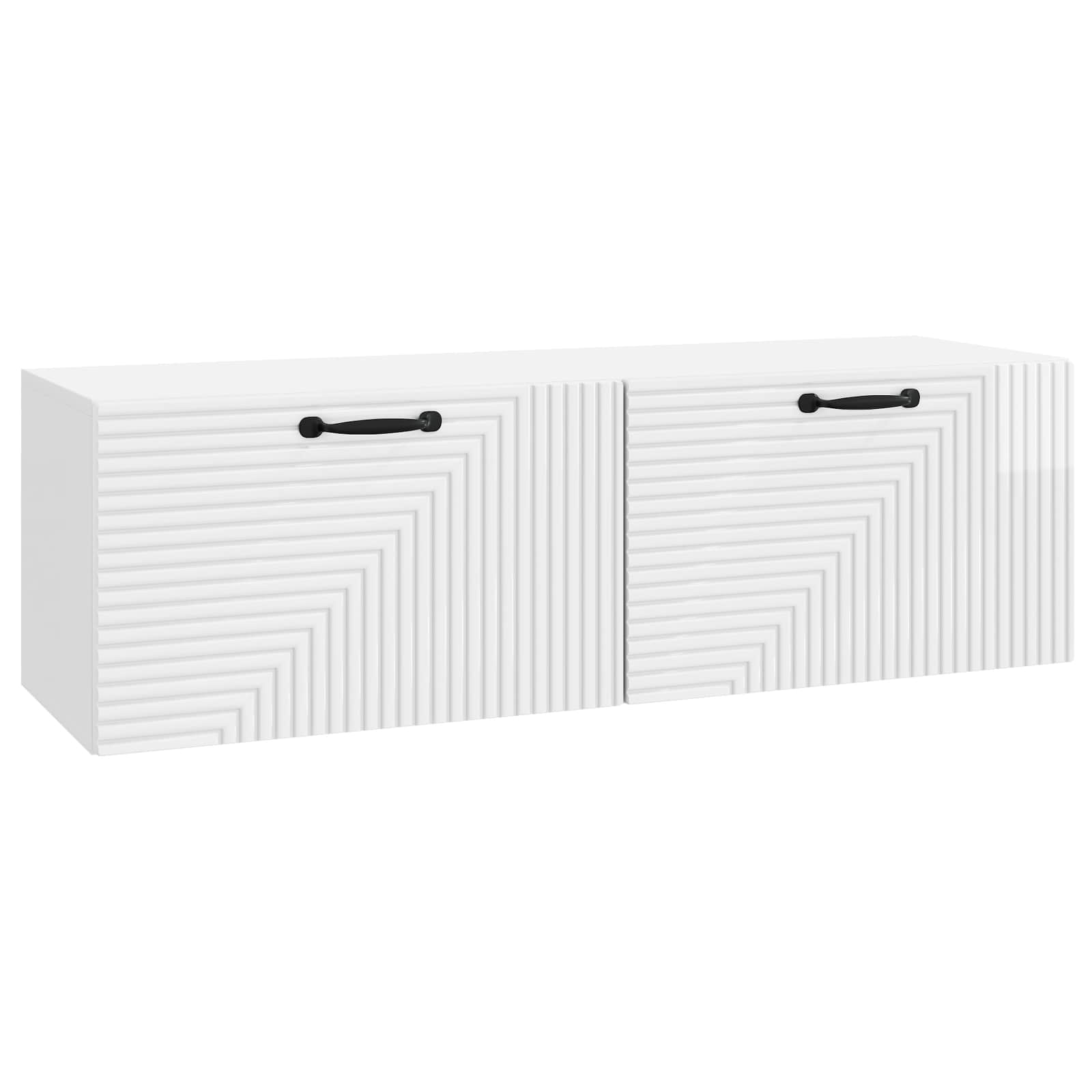 vidaXL Oglindă TV montată pe perete Alb foarte lucios 98 x 31 x 30 cm