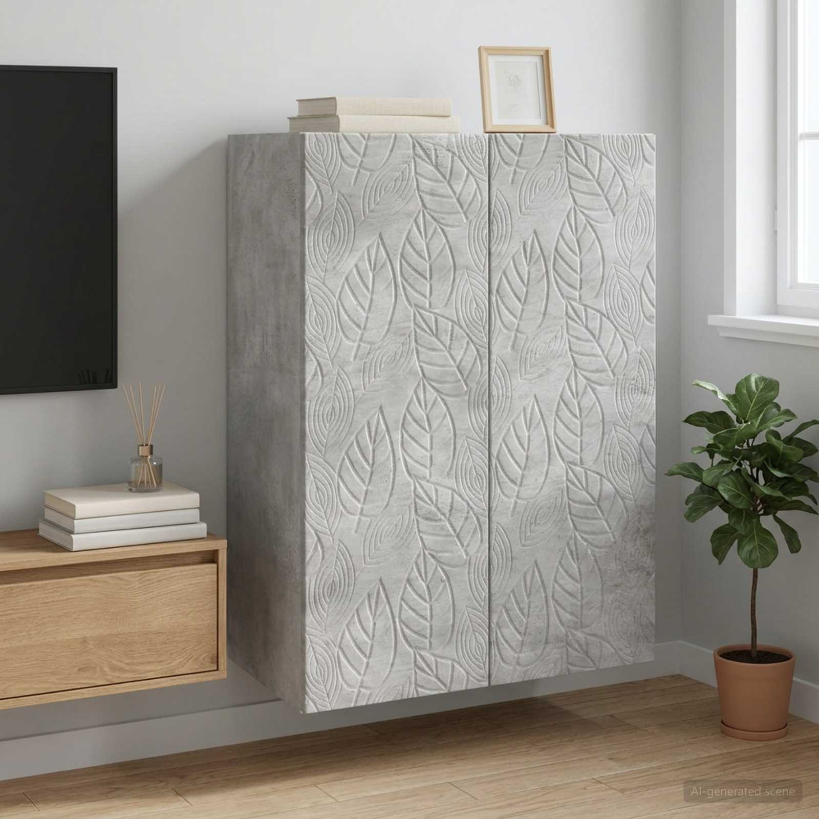 Seinälle Kiinnitettävä Kaappi Betoninharmaa 66 x 34,5 x 90 cm