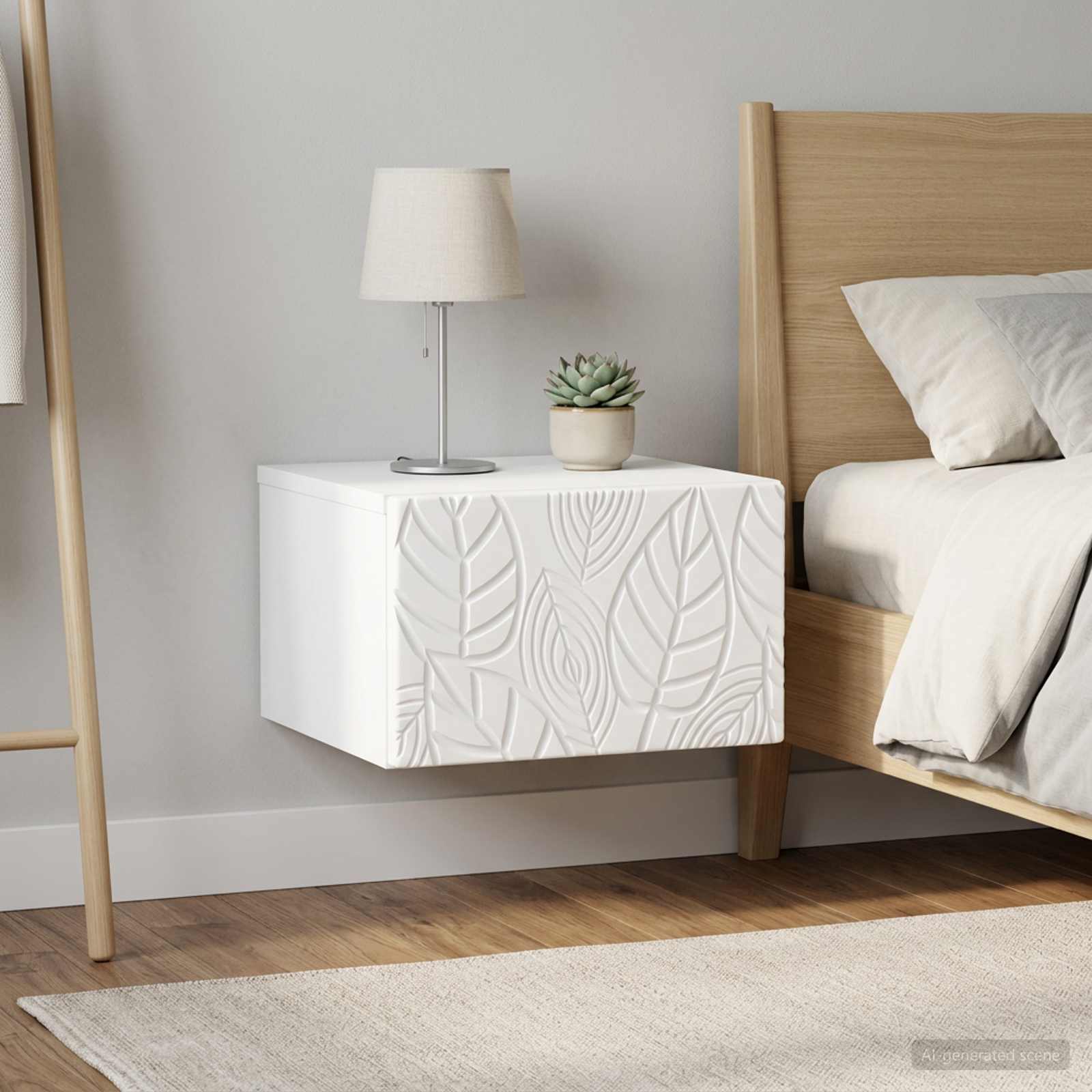 Wandmontierter Nachttisch 2 stk. Weiß 49 x 34,5 x 20 cm – Ansicht 3