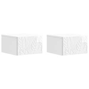 Stenski nočni omarici 2 pcs Bela visok sijaj 49 x 34,5 x 20 cm