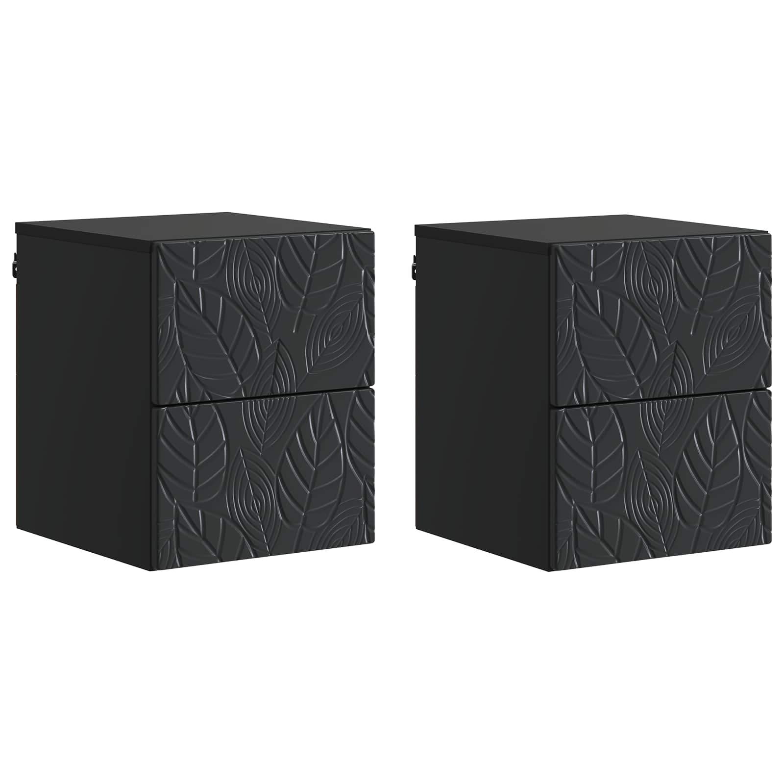 Τοίχου Κρεμαστό Κομοδίνο 2 pcs Μαύρο 34,5 x 33 x 40 εκ