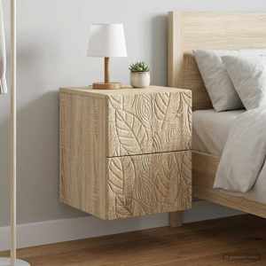 Stenski nočni omarici 2 kos Sonoma hrast 34,5 x 33 x 40 cm