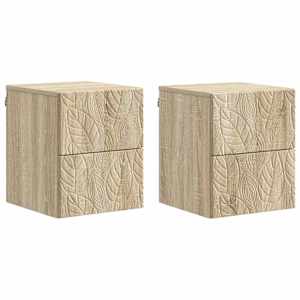 Stenski nočni omarici 2 pcs Sonoma hrast 34,5 x 33 x 40 cm