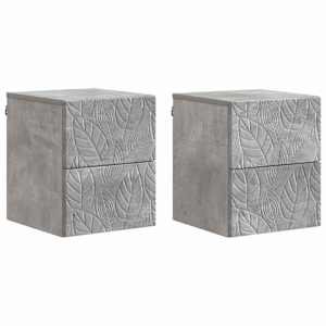 Stenski nočni omarici 2 pcs Betonsko siva 34,5 x 33 x 40 cm