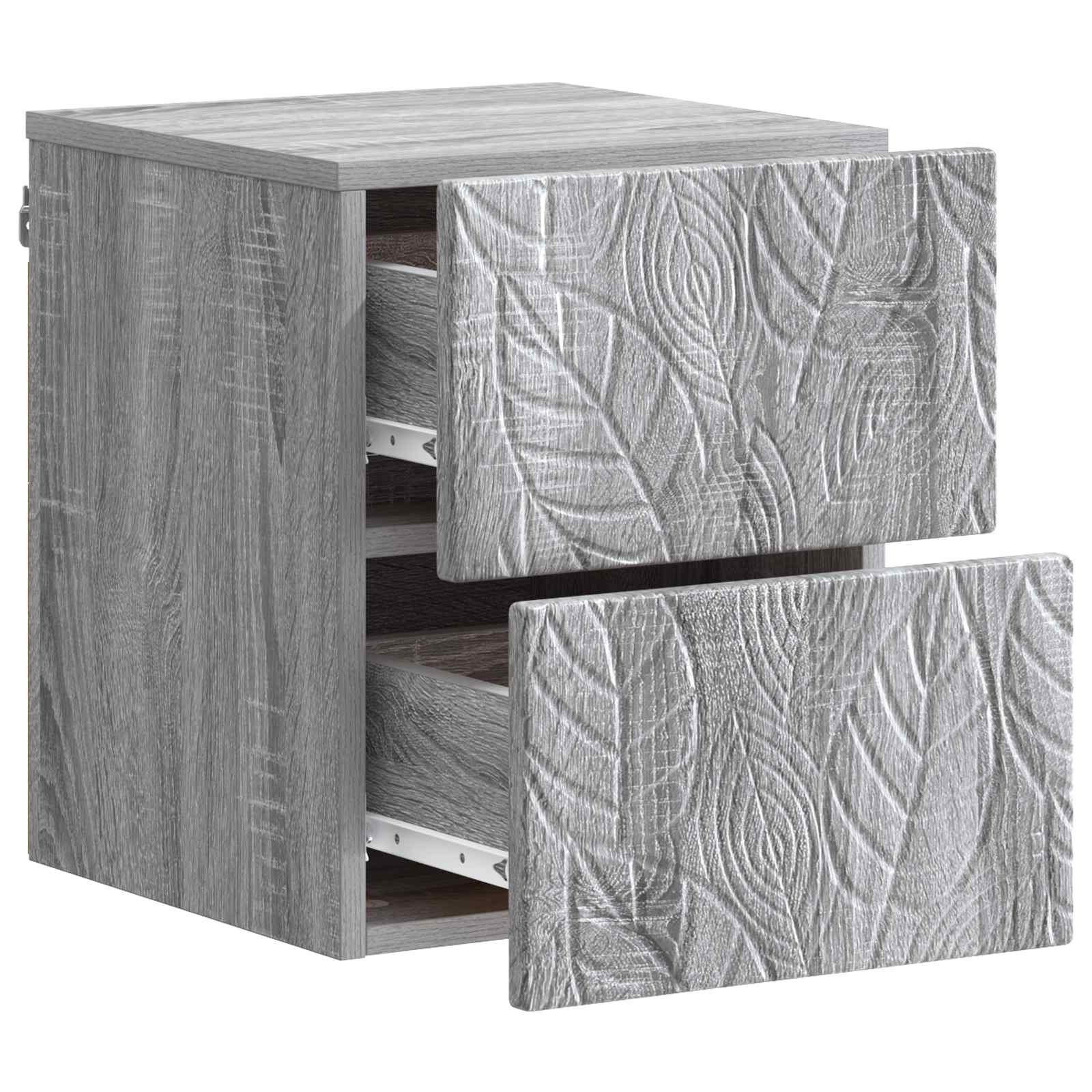 Τοίχου Κρεμαστό Κομοδίνο 2 pcs Γκρι Sonoma 34,5 x 33 x 40 εκ - Image 3