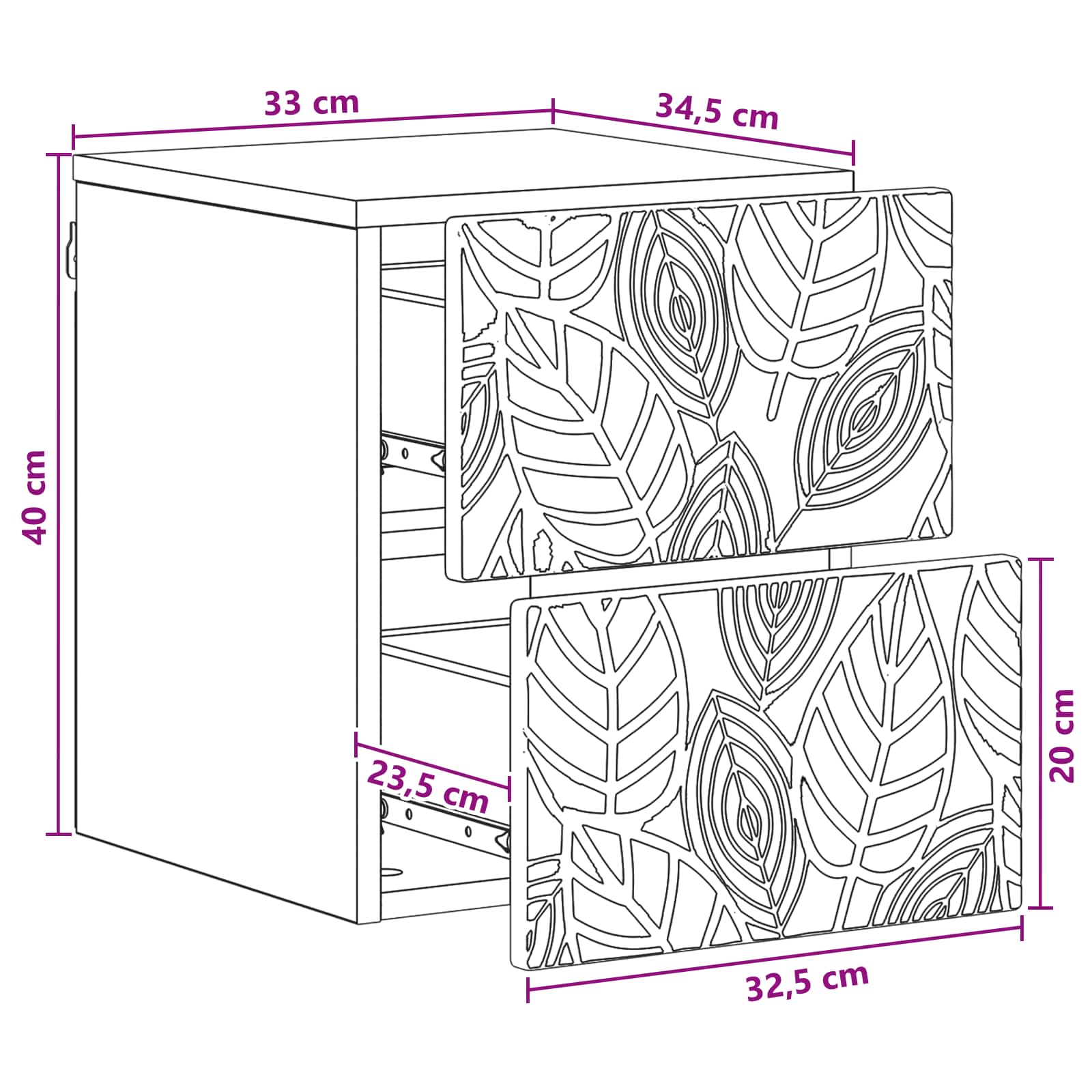 Τοίχου Κρεμαστό Κομοδίνο 2 pcs Γκρι Sonoma 34,5 x 33 x 40 εκ - Image 9