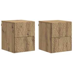 Stenski nočni omarici 2 pcs Artisan hrast 34,5 x 33 x 40 cm