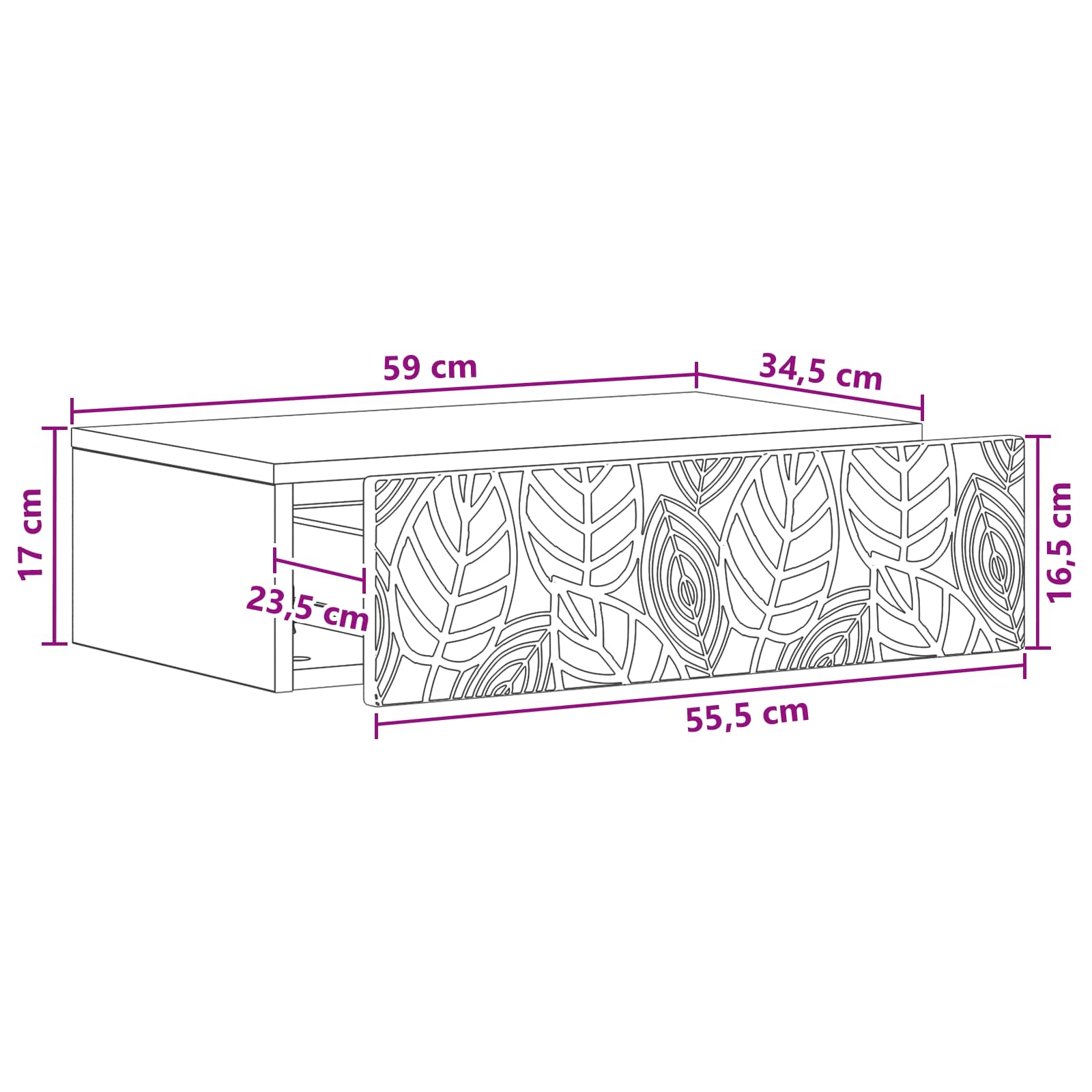 Stenska stranska miza Sonoma hrast 59 x 34,5 x 17 cm - slika 8