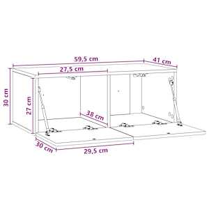 Nástěnná TV skříň 59,5 x 41 x 30 cm Kouřový dub - obrázek 7