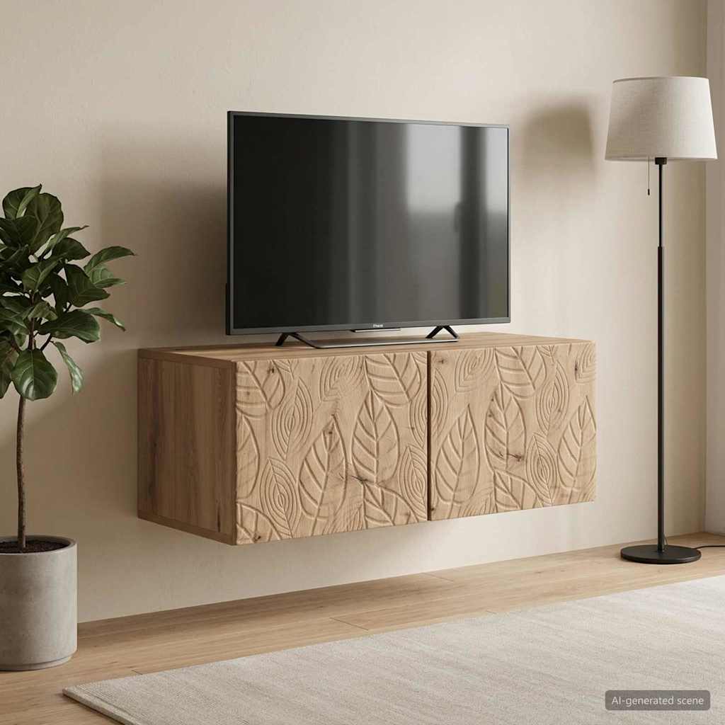 vidaXL Oglindă TV montată pe perete 59,5 x 41 x 30 cm Stejar Artizanal