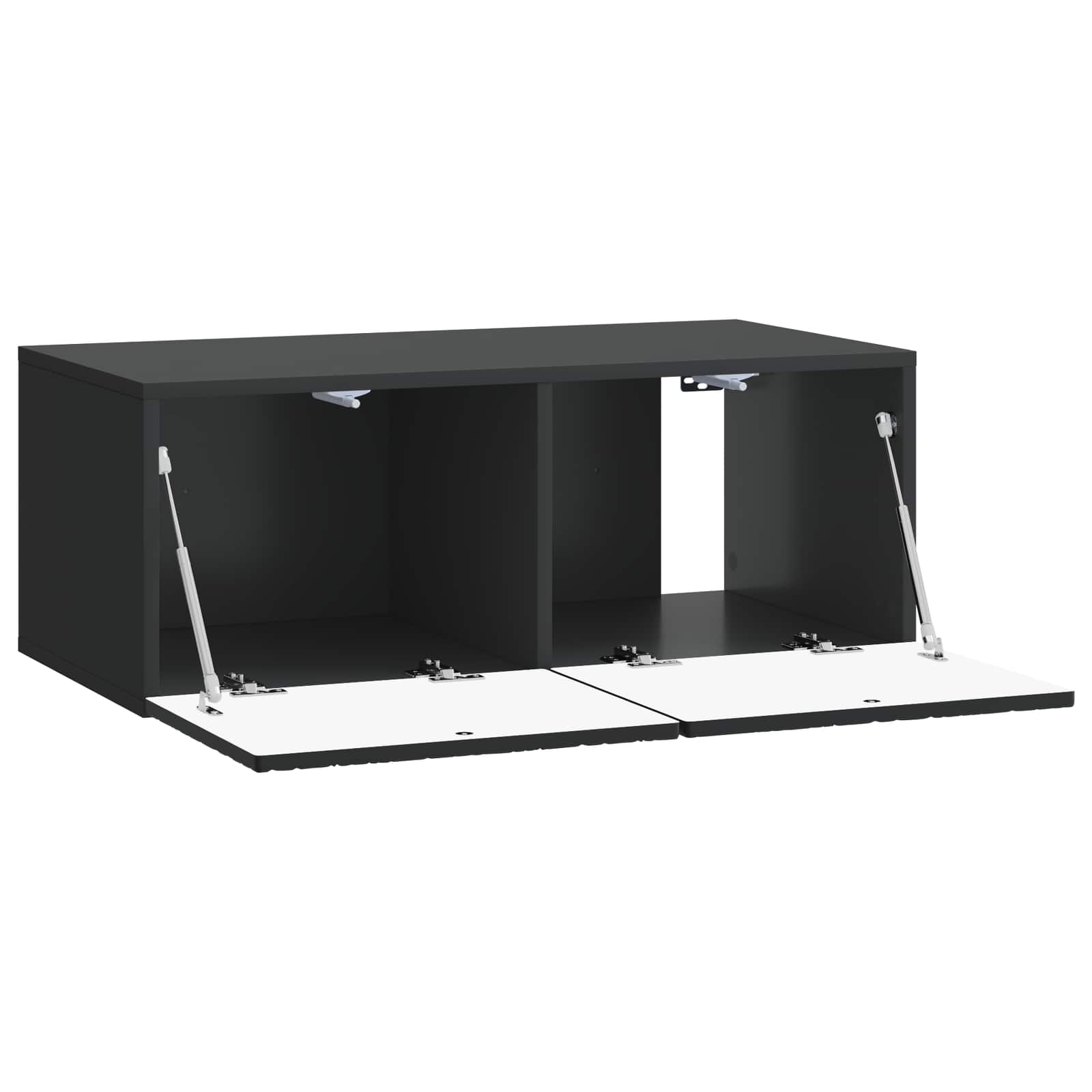Seinälle asennettava TV-kaappi 59,5 x 31 cm Musta Tekninen puu - Image 2