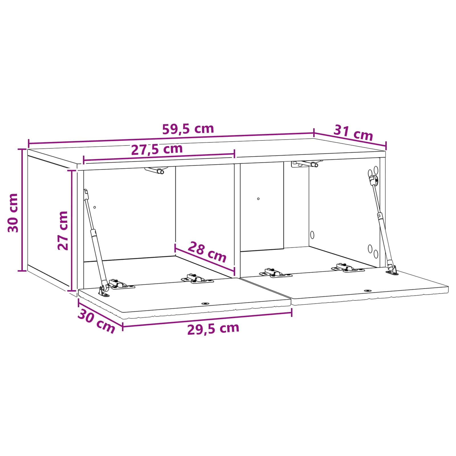 Seinälle asennettava TV-kaappi 59,5 x 31 cm Vanha puu - Image 7