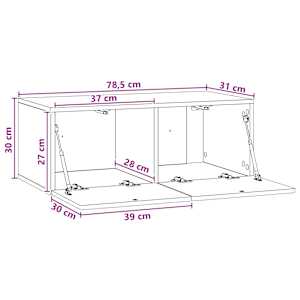 Nástěnná TV skříň 78,5 x 31 cm Bílá Kompozitní dřevo Nástěnný - obrázek 7