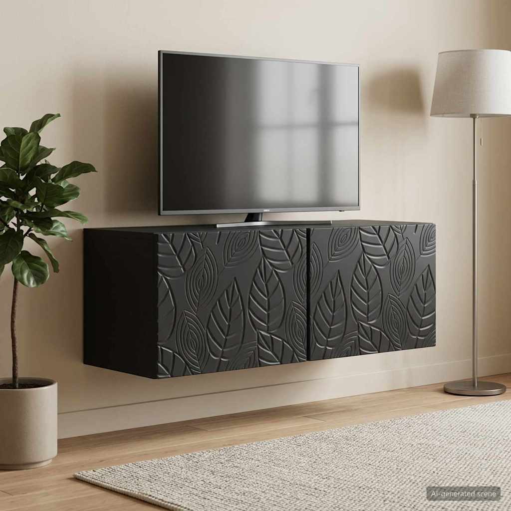 vidaXL Oglindă TV montată pe perete 78,5 x 31 cm Negru Lemn prelucrat