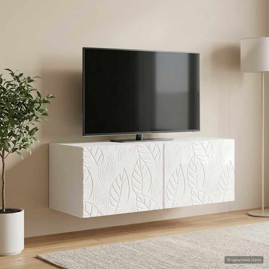 vidaXL Oglindă TV montată pe perete 78,5 x 31 cm Alb foarte lucios
