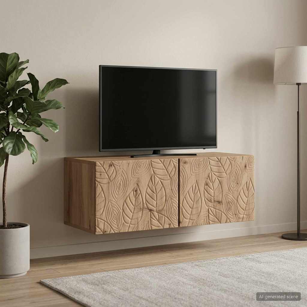 vidaXL Oglindă TV montată pe perete 78,5 x 31 cm Stejar Artizanal