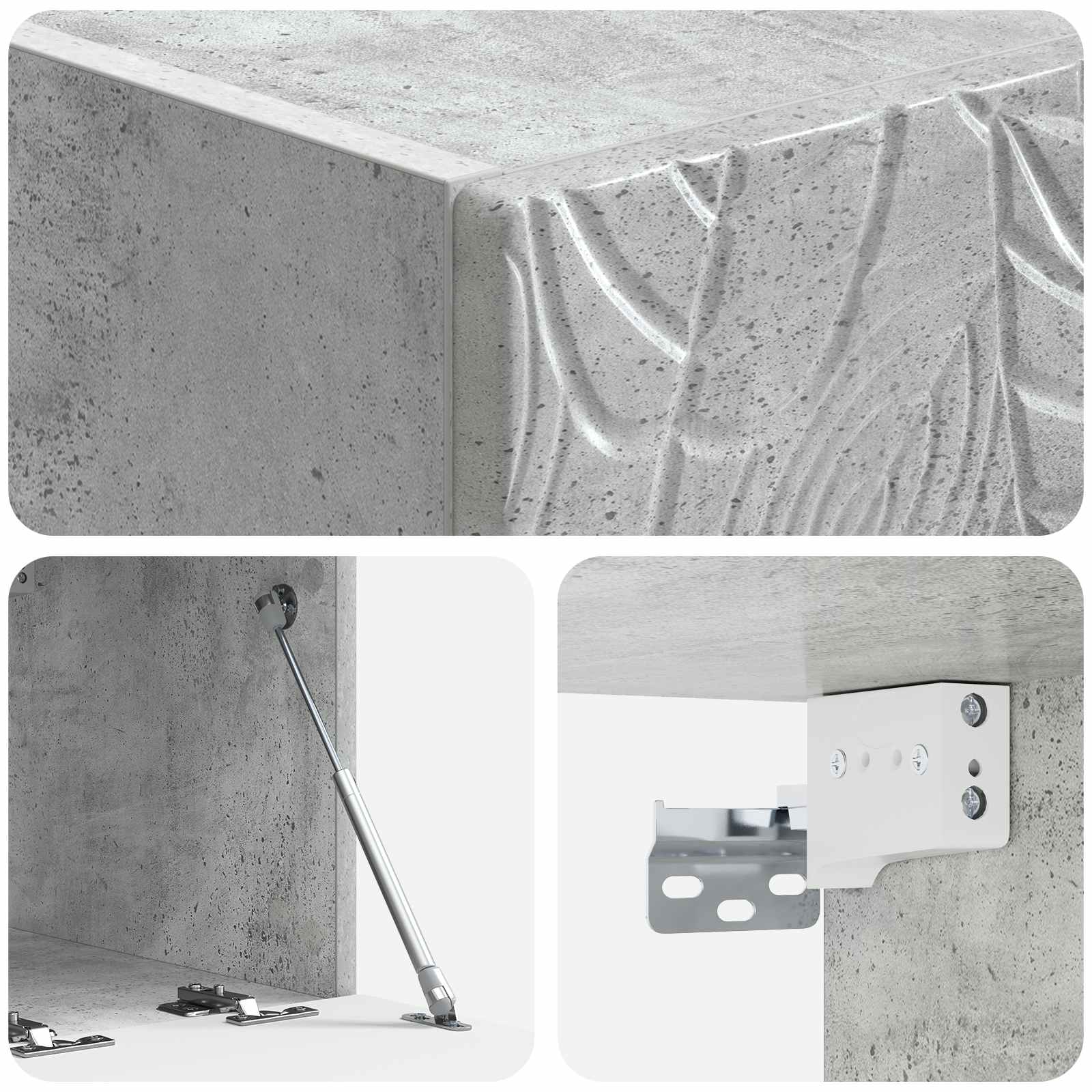 Seinälle asennettava TV-kaappi 98 x 31 cm Betoninharmaa - Image 6