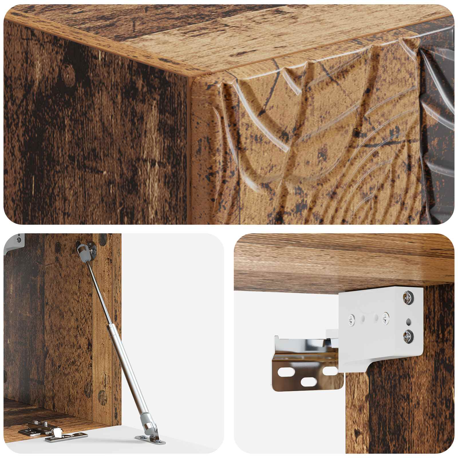 Seinälle asennettava TV-kaappi 98 x 31 cm Vanha puu - Image 6