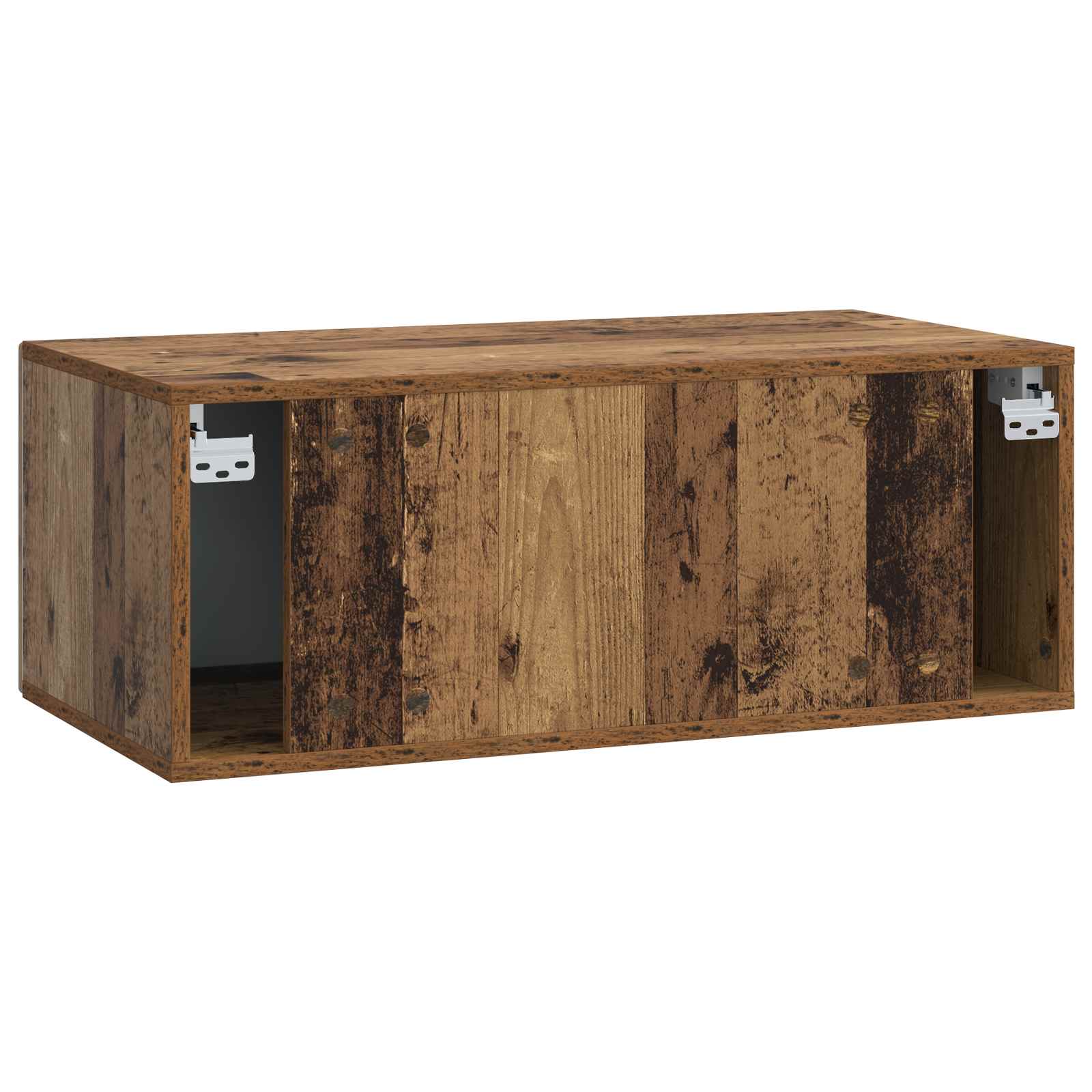 Seinälle asennettava TV-kaappi 98 x 31 cm Vanha puu - Image 5