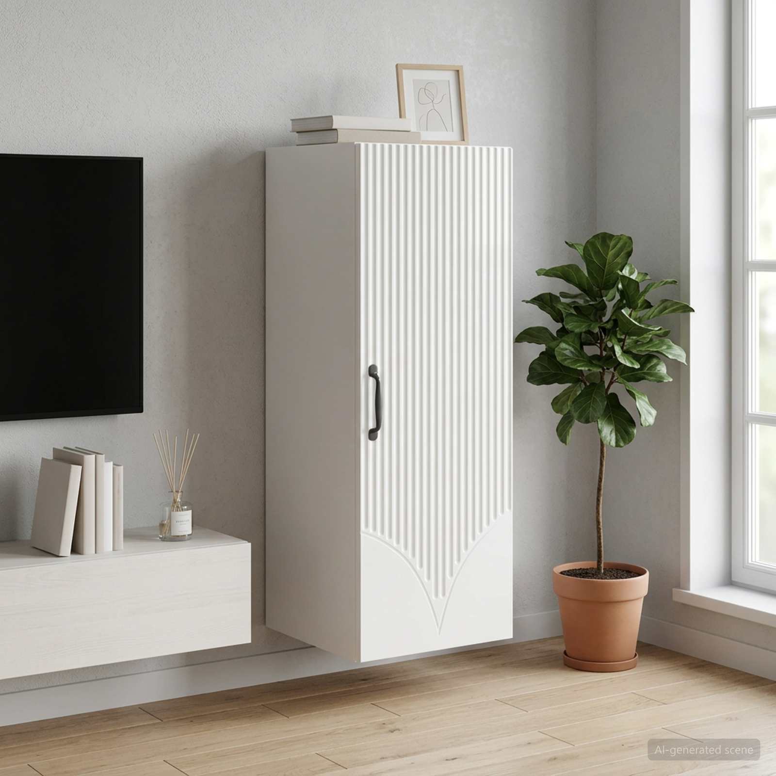 Τοίχου Ντουλάπα Γυαλιστερό Λευκό 33 x 34,5 x 90 εκ
