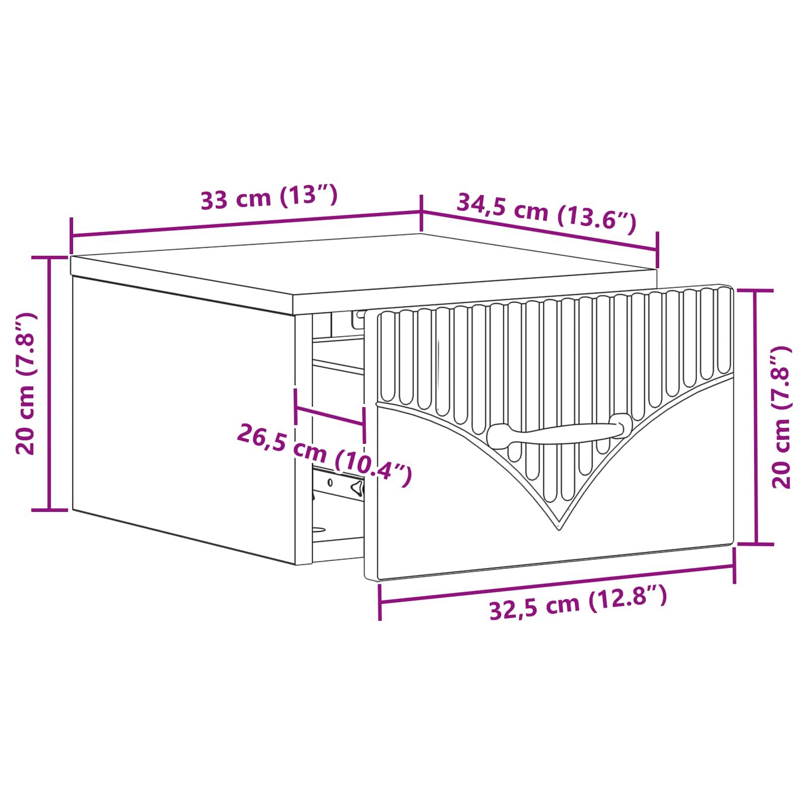 Stenski nočni omarici Bela 34,5 x 33 x 20 cm Inženirski les - slika 8