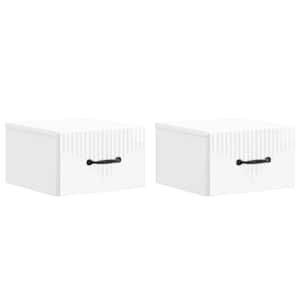 Stenski nočni omarici 2 pcs Bela visok sijaj 34,5 x 33 x 20 cm