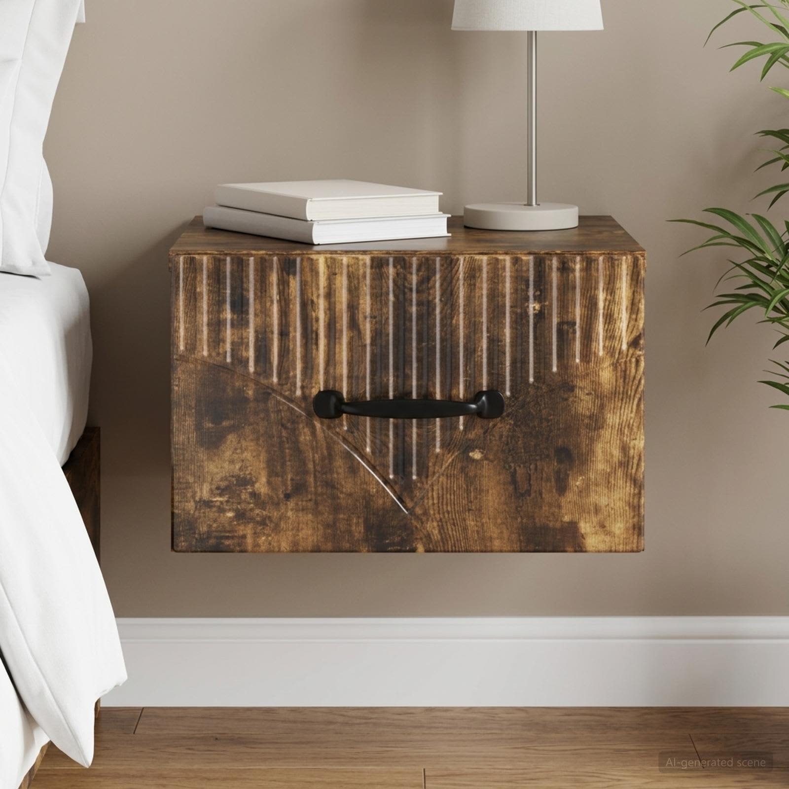 vidaXL Väggmonterat Sängbord Rökt ek 34,5 x 33 x 20 cm Konstruerat trä