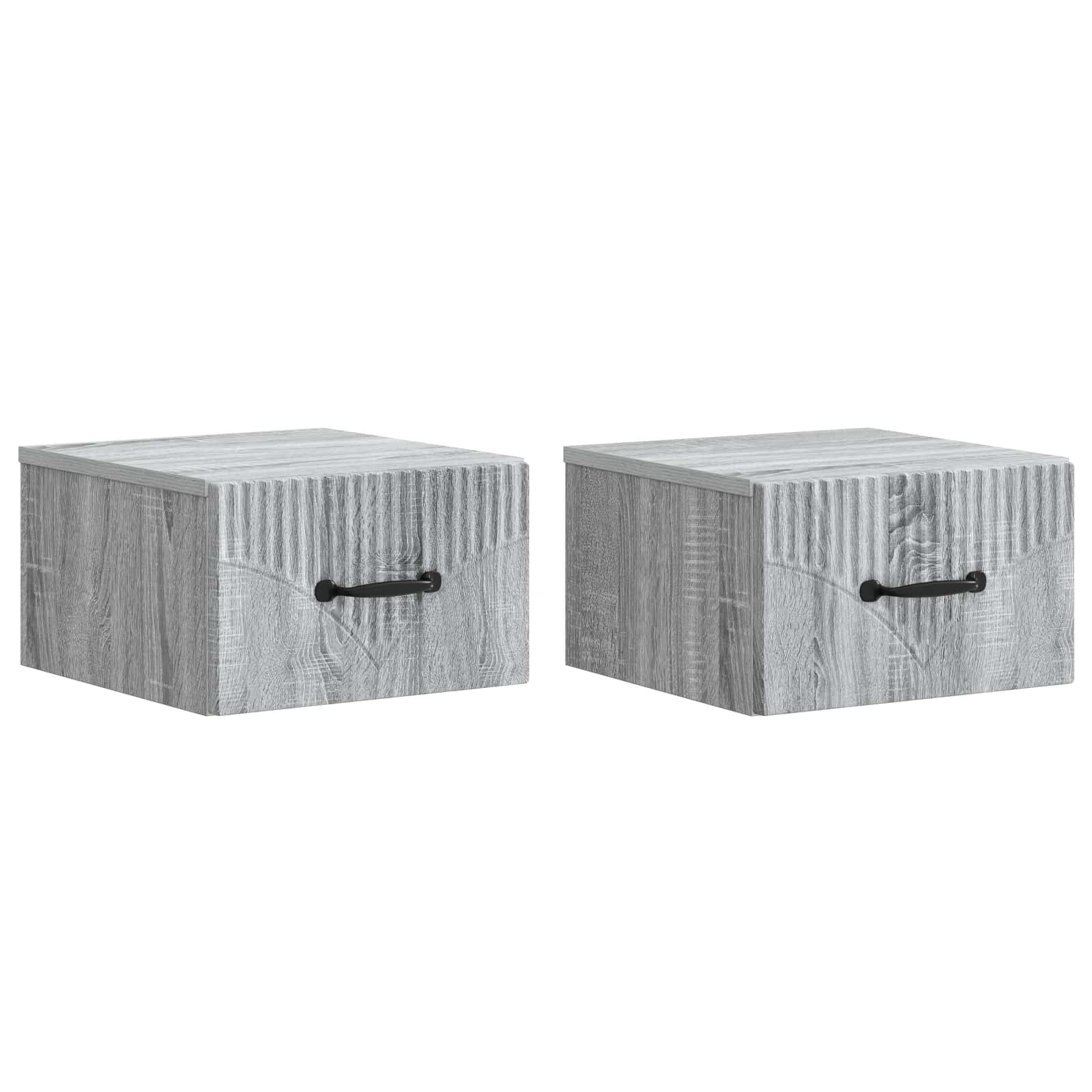 Stenski nočni omarici 2 pcs Siva Sonoma 34,5 x 33 x 20 cm