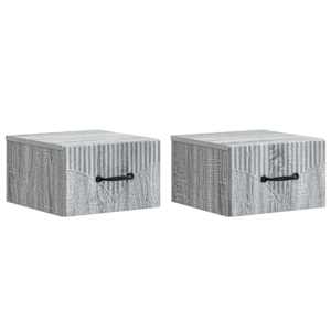 Nástěnný noční stolek 2 pcs Šedá sonoma 34,5 x 33 x 20 cm - obrázek 2