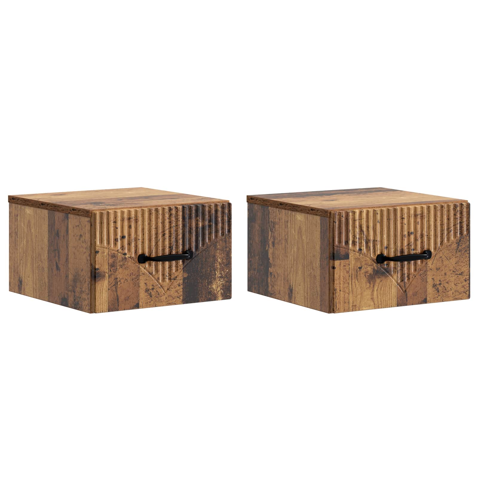 vidaXL Dulap de noapte suspendat 2 pcs Lemn vechi 34,5 x 33 x 20 cm