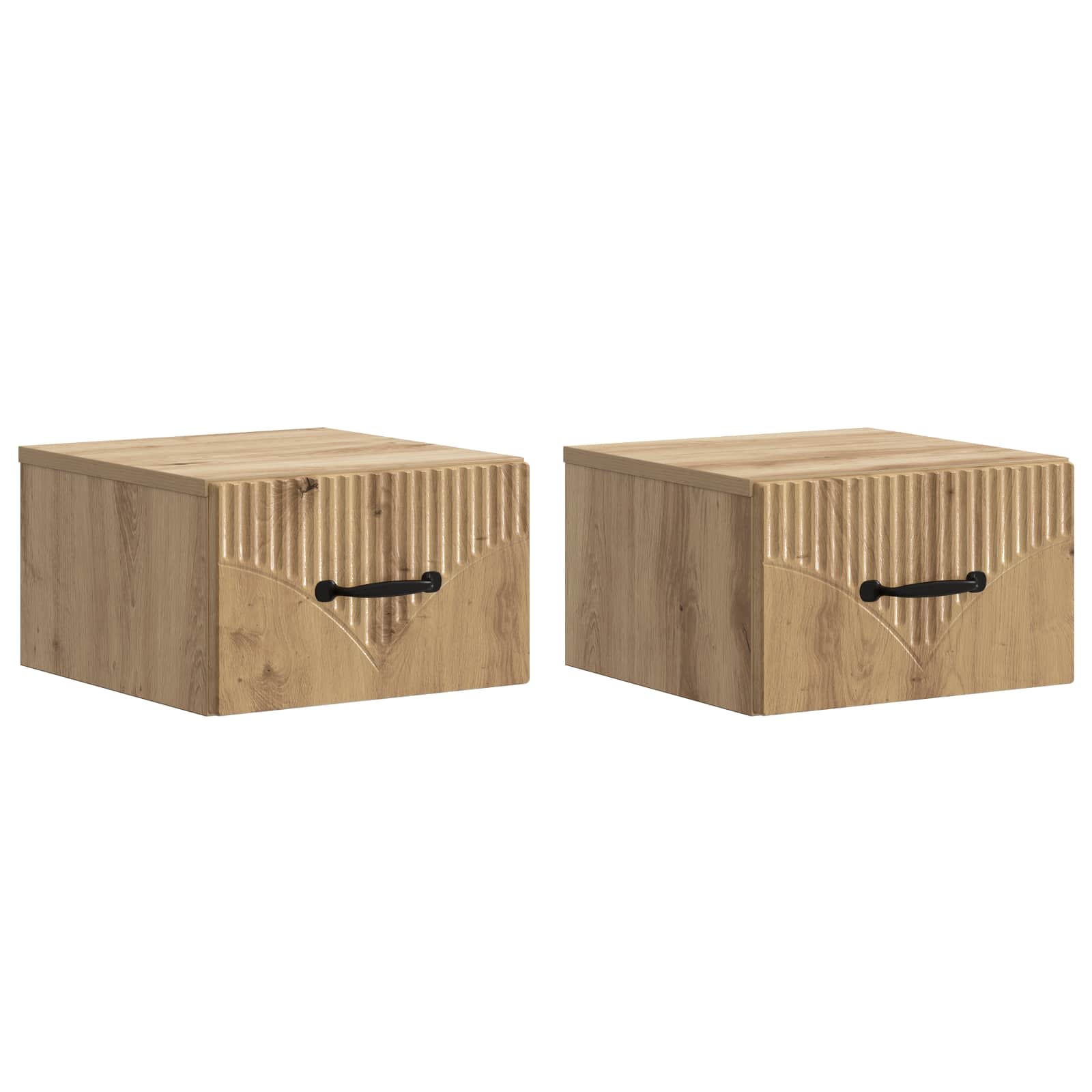 Seinälle Kiinnitettävä Yöpöytä 2 pcs Artisaanitammi