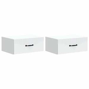 Stenski nočni omarici s predalom 2 pcs Bela 49 x 34,5 x 20 cm