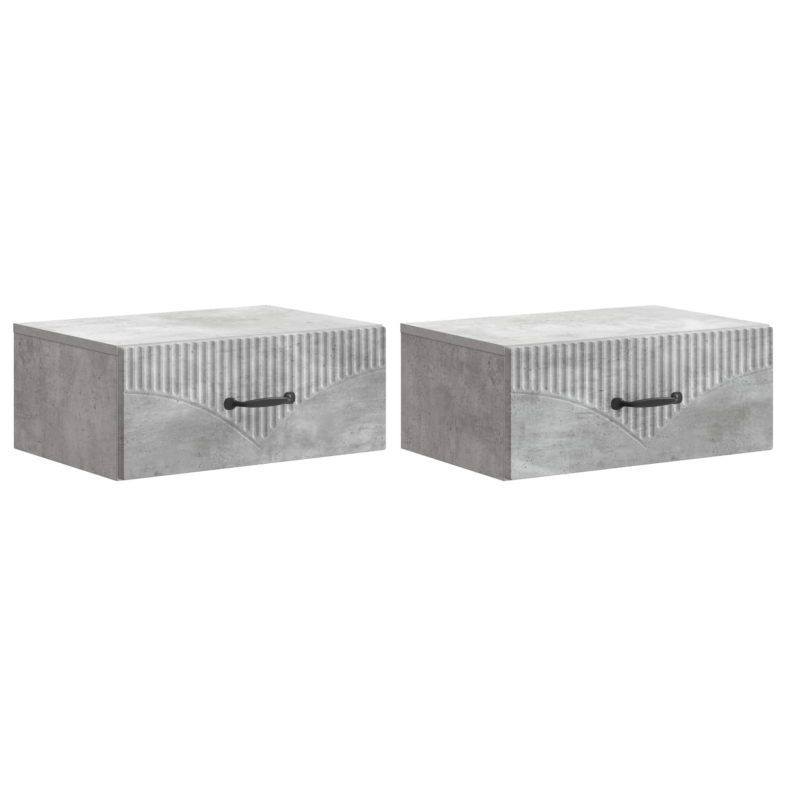 vidaXL Dulap de noapte suspendat 2 pcs Gri Beton 49 x 34,5 x 20 cm