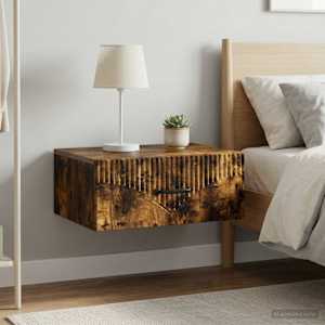 Nástěnný noční stolek 2 pcs Kouřový dub 49 x 34,5 x 20 cm - obrázek 4