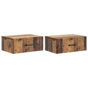 Nástěnný noční stolek 2 pcs Staré dřevo 49 x 34,5 x 20 cm - obrázek 2