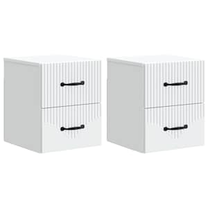 Nástěnný noční stolek se zásuvkou 2 pcs Bílá 34,5 x 33 x 40 cm - obrázek 2