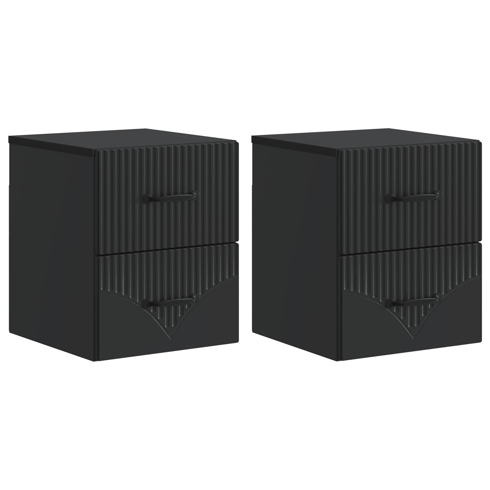 vidaXL Dulap de noapte suspendat 2 pcs Negru 34,5 x 33 x 40 cm