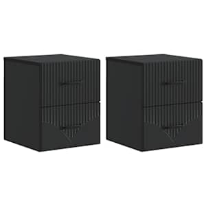 Stenski nočni omarici s predalom 2 pcs Črna 34,5 x 33 x 40 cm