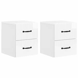 Stenski nočni omarici 2 pcs Bela visok sijaj 34,5 x 33 x 40 cm
