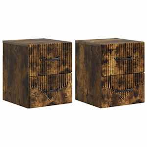 Nástěnný noční stolek 2 pcs Kouřový dub 34,5 x 33 x 40 cm - obrázek 2